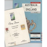 AUSTRALIA  V ENGLAND 1991 (WORLD CUP FINAL) RUGBY PROGRAMME & MENU