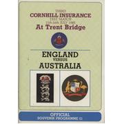 ENGLAND V AUSTRALIA 1985 3RD TEST (TRENT BRIDGE) CRICKET PROGRAMME