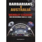 BARBARIANS V AUSTRALIA 2008 RUGBY UNION PROGRAMME