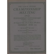 WIMBLEDON CHAMPIONSHIPS 1931 TENNIS PROGRAMME