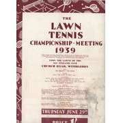 WIMBLEDON CHAMPIONSHIPS 1939 TENNIS PROGRAMME