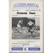 LEYTON ORIENT V SWANSEA TOWN 1960-61 FOOTBALL PROGRAMME