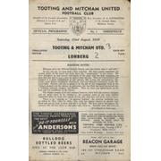 TOOTING & MITCHAM V LOHBERG (FRIENDLY) 1959-60 FOOTBALL PROGRAMME