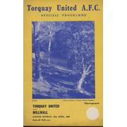 TORQUAY UNITED V MILLWALL 1959-60 FOOTBALL PROGRAMME