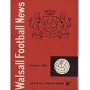 WALSALL V DONCASTER ROVERS 1959-60 FOOTBALL PROGRAMME