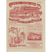 WALSALL V DERBY COUNTY 1958-59 FOOTBALL PROGRAMME