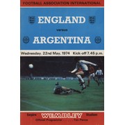 ENGLAND V ARGENTINA 1974 FOOTBALL PROGRAMME