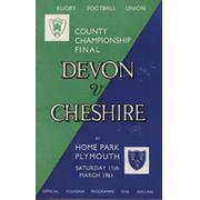 DEVON V CHESHIRE (COUNTY CHAMPIONSHIP FINAL) 1961 RUGBY UNION PROGRAMME