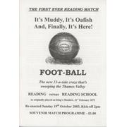 READING V READING SCHOOL 2003 FOOTBALL PROGRAMME