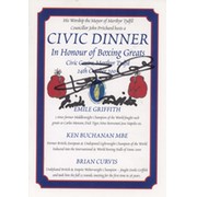 BOXING PROMOTIONAL DINNER PROGRAMME 2003 - SIGNED BY KEN BUCHANAN & EMILE GRIFFITH