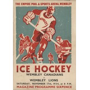 WEMBLEY CANADIANS V WEMBLEY LIONS 1934 ICE HOCKEY PROGRAMME