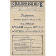 ENGLISH LEAGUE V SCOTTISH LEAGUE 1932 ICE HOCKEY PROGRAMME