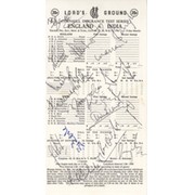 ENGLAND V INDIA 1990 CRICKET SCORECARD - SIGNED BY INDIAN TEAM