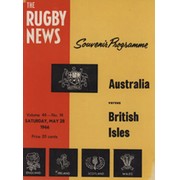 AUSTRALIA V BRITISH ISLES 1966 (1ST TEST) RUGBY UNION PROGRAMME
