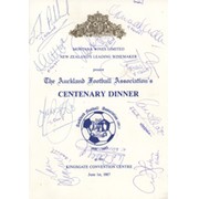 AUCKLAND FOOTBALL ASSOCIATION 1987 DINNER MENU - SIGNED BY EVERTON 