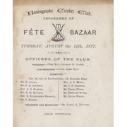 BASINGSTOKE CRICKET CLUB. PROGRAMME OF THE BAZAAR 1877