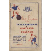 SCOTLAND V ENGLAND 1939 FOOTBALL PROGRAMME