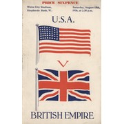 BRITISH EMPIRE V U.S.A. 1936 (WHITE CITY) ATHLETICS PROGRAMME - INCLUDING JESSE OWENS