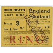 ENGLAND V SCOTLAND 1922 RUGBY UNION TICKET 