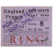 ENGLAND V FRANCE 1922 RUGBY UNION TICKET