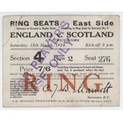 ENGLAND V SCOTLAND 1924 RUGBY UNION TICKET (ENGLAND GRAND SLAM)