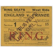 ENGLAND V FRANCE 1924 RUGBY UNION TICKET (ENGLAND GRAND SLAM)