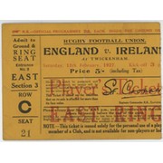 ENGLAND V IRELAND 1927 RUGBY UNION TICKET