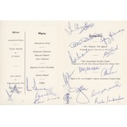 ENGLAND V AUSTRALIA 1975 CRICKET DINNER MENU - SIGNED BY AUSTRALIANS