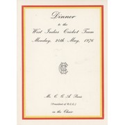 WEST INDIES 1976 SIGNED CRICKET MENU