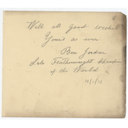 BEN JORDAN 1933 BOXING AUTOGRAPH