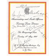 SOUTH AFRICA CRICKET TOUR 1998 SIGNED DINNER MENU