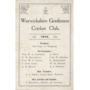 WARWICKSHIRE GENTLEMEN CRICKET CLUB FIXTURES LIST 1912
