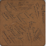 VICTORY TESTS 25TH ANNIVERSARY DINNER 1970 - SIGNED TABLE MAT