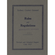 SYDNEY CRICKET GROUND RULES AND REGULATIONS 1927