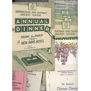 BIRMINGHAM AND DISTRICT CRICKET LEAGUE DINNER MENUS 1957-1998 + HANDBOOKS ETC. (27 ITEMS)