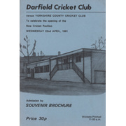 DARFIELD CRICKET CLUB V YORKSHIRE CCC 1981 CRICKET PROGRAMME