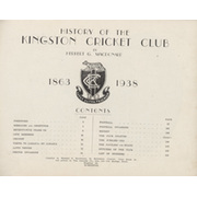 HISTORY OF THE KINGSTON CRICKET CLUB 1863-1938