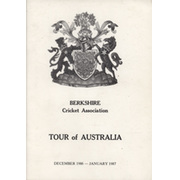 BERKSHIRE CRICKET ASSOCIATION (TOUR OF AUSTRALIA) 1986-87 CRICKET BROCHURE
