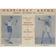 MAURICE STRICKLAND V AL DELANEY 1937 PROMOTIONAL BOXING POSTCARD