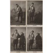 JOHN HUMPHRIES (AS OLD KING COLE) PLAYING GOLF - SET OF 4 POSTCARDS
