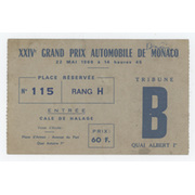MONACO GRAND PRIX 1966 ORIGINAL TICKET