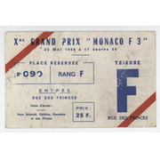 MONACO GRAND PRIX 1968 FORMULA 3 ORIGINAL TICKET