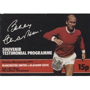 MANCHESTER UNITED V CELTIC 1972 (BOBBY CHARLTON TESTIMONIAL) FOOTBALL PROGRAMME - SIGNED BY CHARLTON