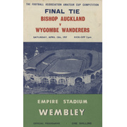 BISHOP AUCKLAND V WYCOMBE WANDERERS 1957 AMATEUR CUP FINAL FOOTBALL PROGRAMME + SINGING SHEET