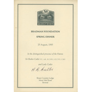 BRADMAN FOUNDATION SPRING DINNER 1995 SIGNED MENU