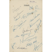 ENGLAND CRICKET TEAM 1951-52 (TOUR TO INDIA, PAKISTAN & CEYLON) SIGNED MENU CARD