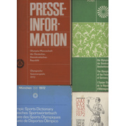 MUNICH OLYMPICS 1972 OFFICIAL GUIDE, PLUS PRESS BOOK AND FOUR OTHER RELATED GUIDES (6 ITEMS)