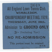 WIMBLEDON TENNIS CHAMPIONSHIPS 1928 ORIGINAL TICKET