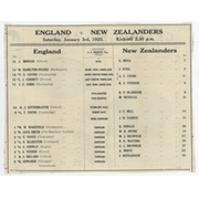 ENGLAND V NEW ZEALAND 1924-25 RUGBY PROGRAMME - "INVINCIBLES" TOUR
