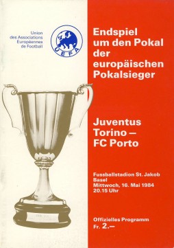 JUVENTUS V PORTO 1984 (ECWC FINAL) FOOTBALL PROGRAMME European